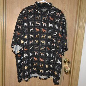 Tori Richard 100% Silk Dog Breed Novelty Print Causal Button Down Shirt Size 3XB